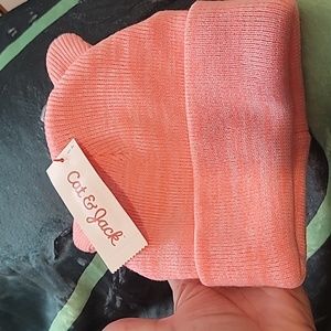 Cuffed Beanie - Cat & Jack™ Coral With 🐈 cat ears